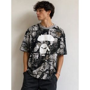 A Bathing Ape BAPE Tree Edge Camo  T-Shirt Gray Y2K Black Japanese Skater 2XL
